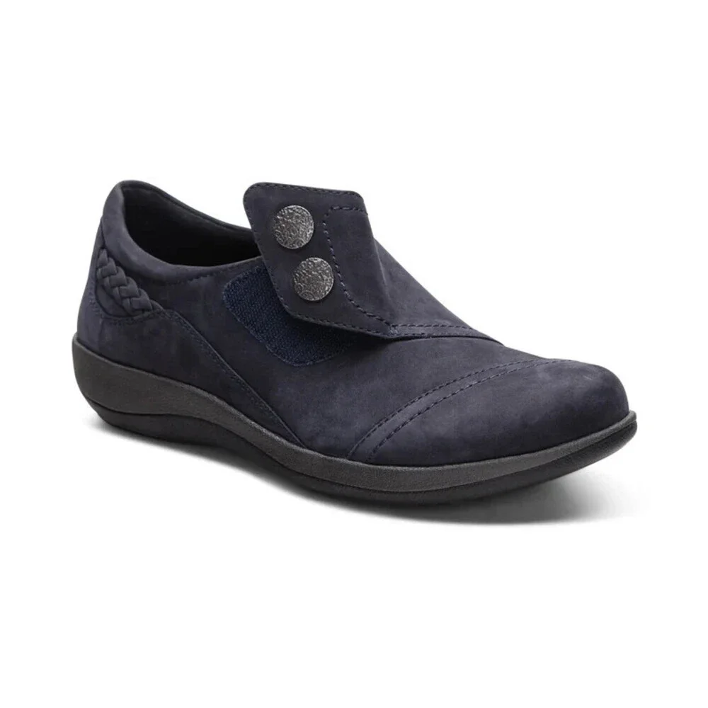 Aetrex Karina DM505WM Womens 7.5-8 Navy Leather Monk Strap Comfort Shoes GAL1400